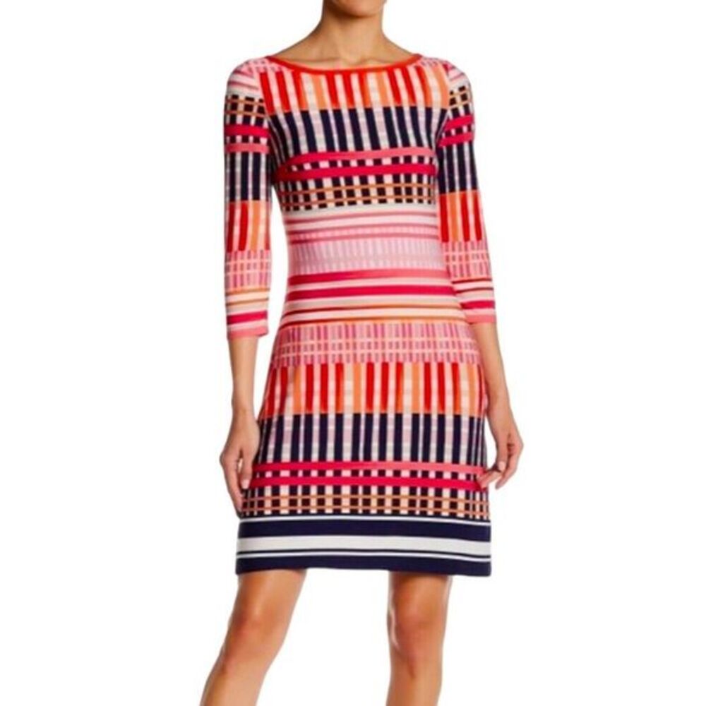 EIiza J Multicolor Geometric Print Shift Dress